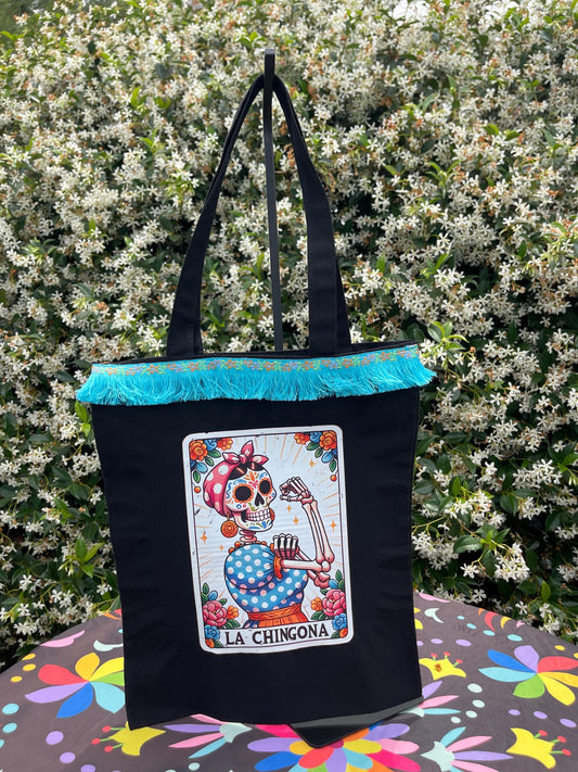 Mexican tote bag- Black Canvas