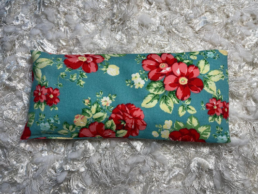Blue Floral Eye Pillow with removable cover filled with Lavender/Flaxseed