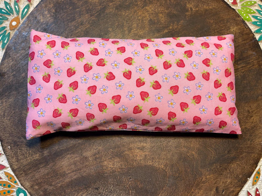 Pink Strawberry Shortcake Eye Pillow with removable cover filled with Lavender/Flaxseed