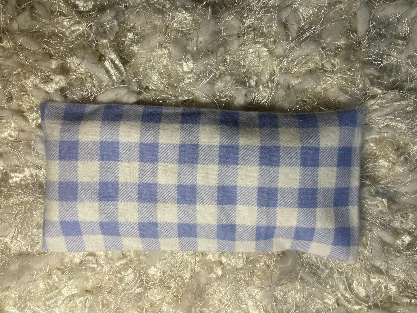 Blue Plaid Flannel Fabric Eye Pillow with removable cover filled with Lavender/Flaxseed
