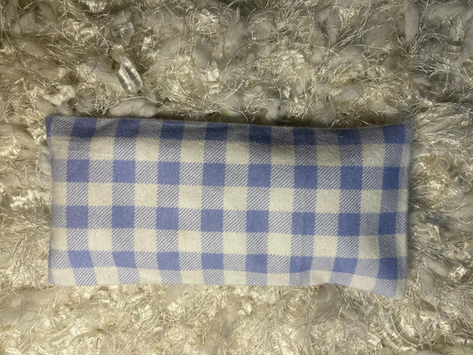 Blue Plaid Flannel Fabric Eye Pillow with removable cover filled with Lavender/Flaxseed
