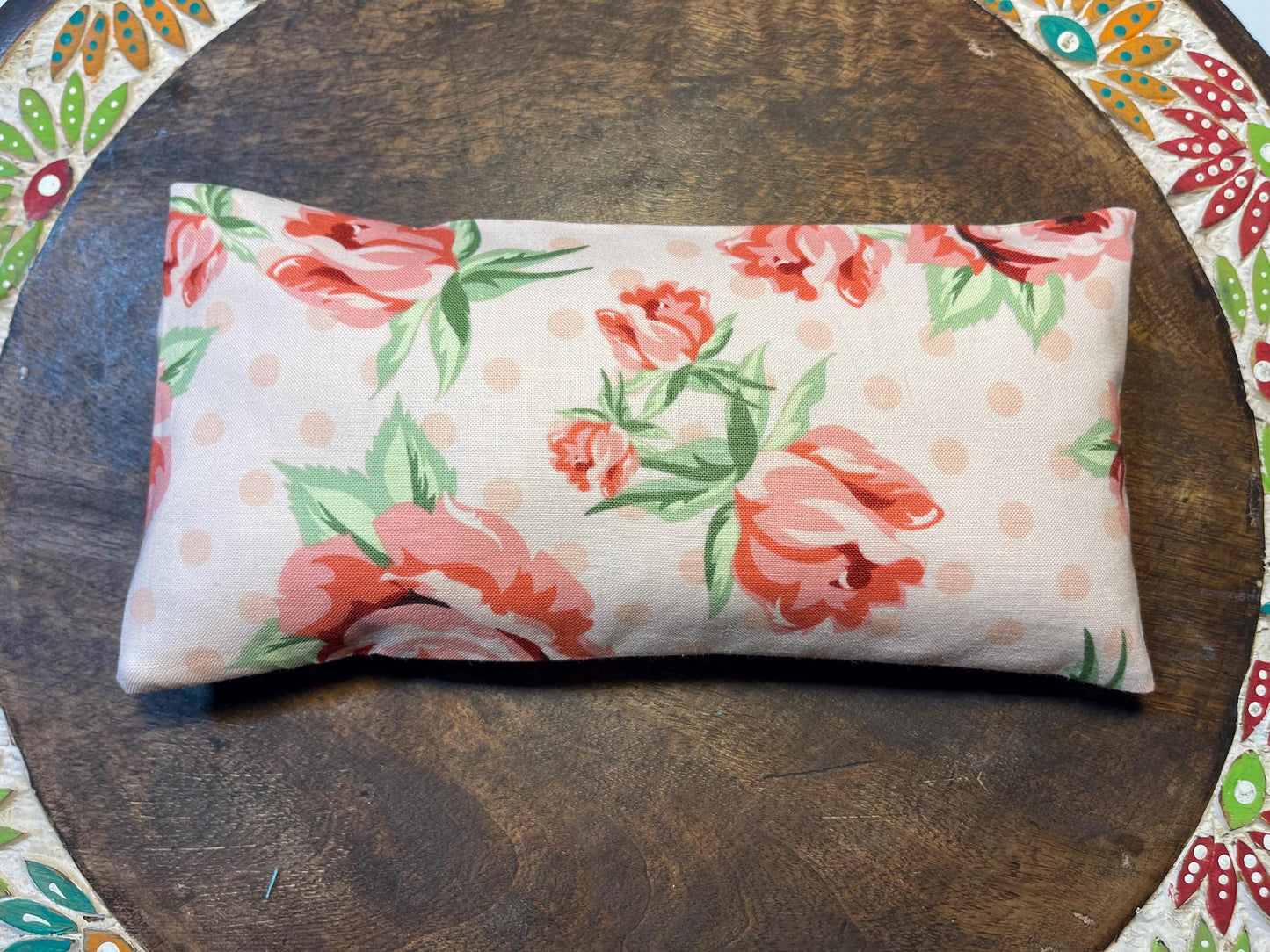 Floral Fabric Eye Pillow with removable cover filled with Lavender/Flaxseed