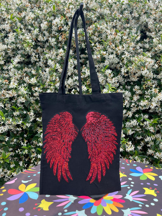 Mexican tote bag- Black Canvas