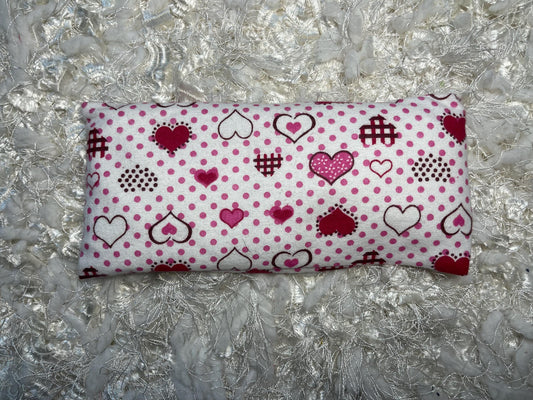 Flannel Pink Heart Eye Pillow with removable cover filled with Lavender/Flaxseed