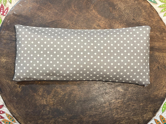 Grey Polka Dot Eye Pillow with removable cover filled with Lavender/Flaxseed