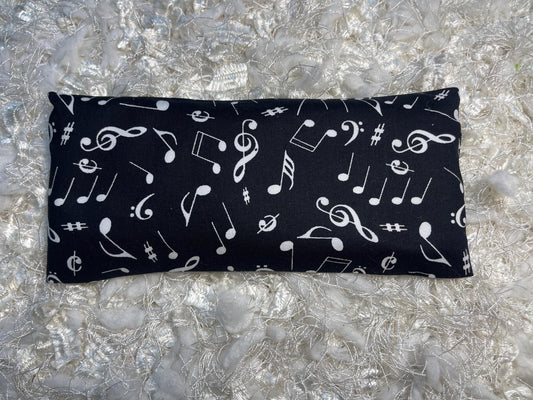 Black & White Music Eye Pillow with removable cover filled with Lavender/Flaxseed