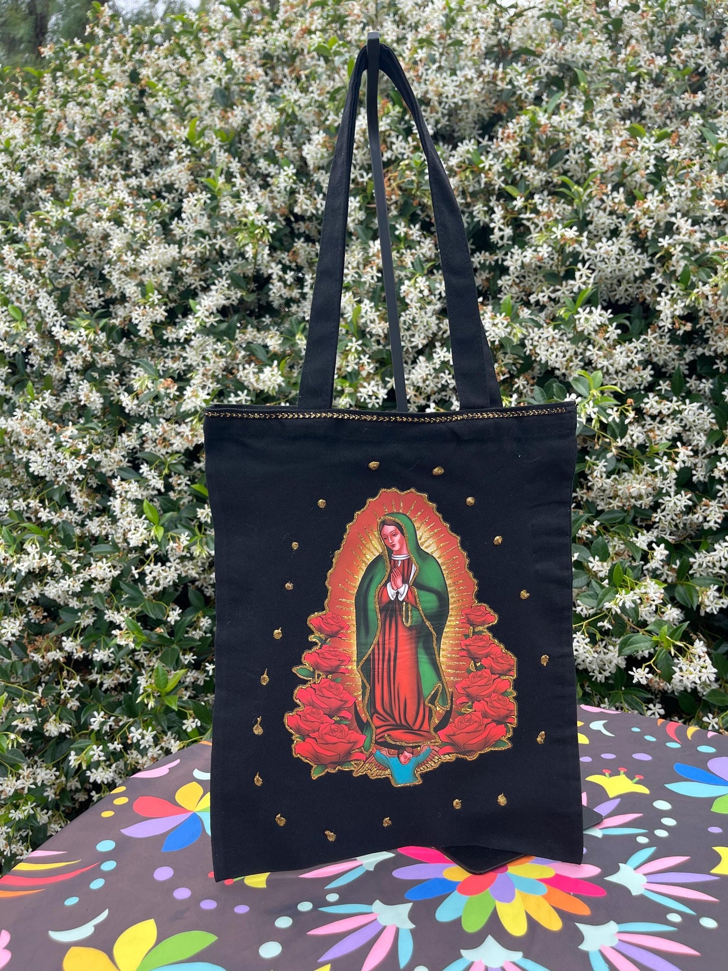 Mexican tote bag- Black Canvas