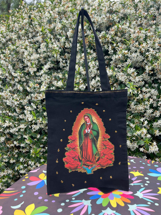 Mexican tote bag- Black Canvas