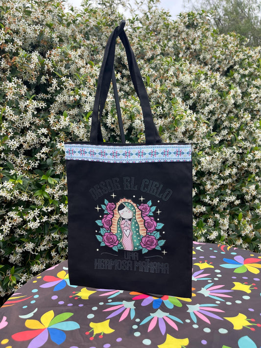 Mexican tote bag- Black Canvas