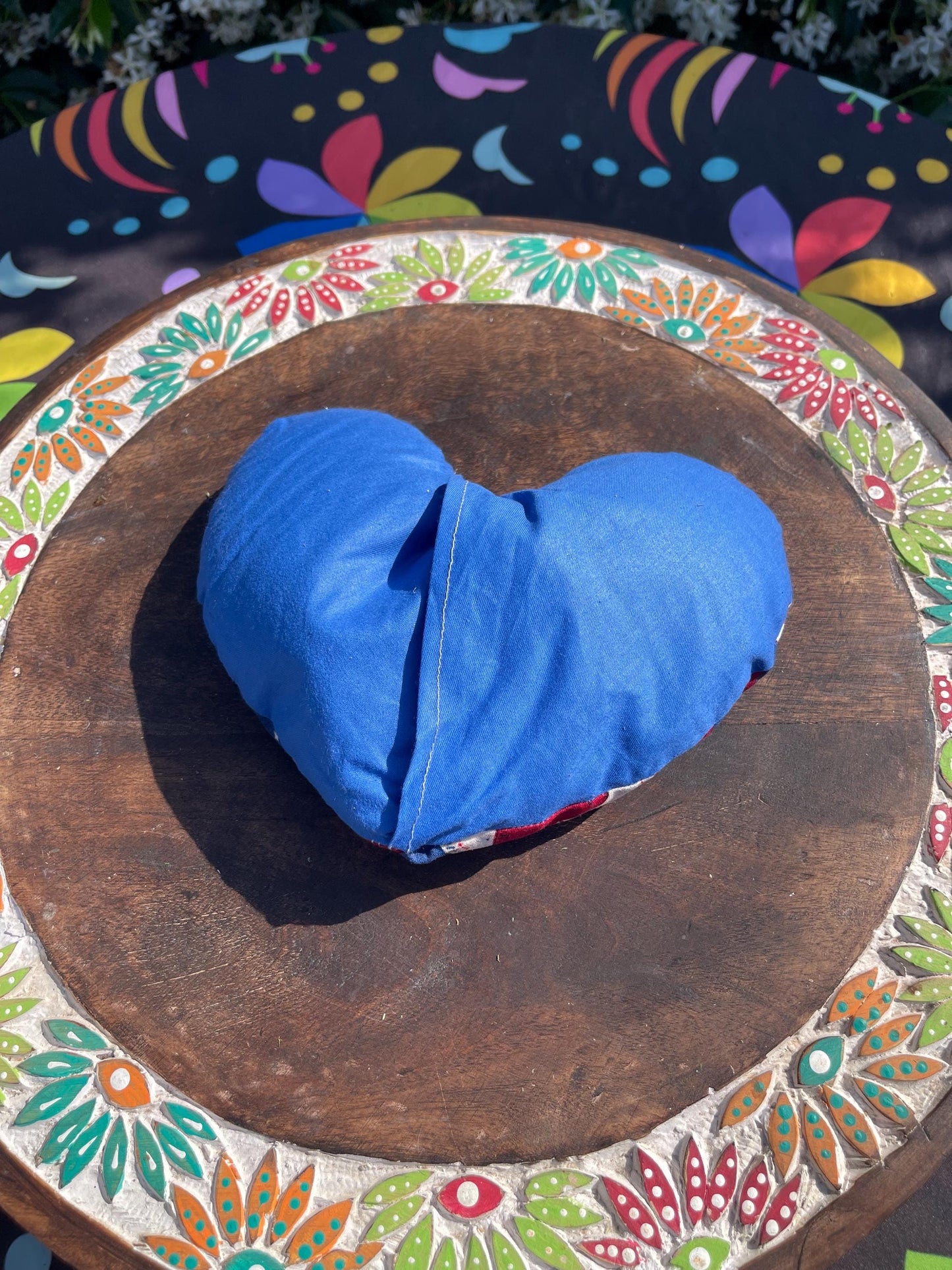 USA Fabric  Heart  Eye Pillow  filled with Lavender/Flaxseed- cover is removable
