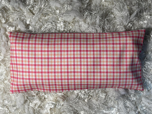 Pink Plaid Flannel Fabric Eye Pillow with removable cover filled with Lavender/Flaxseed