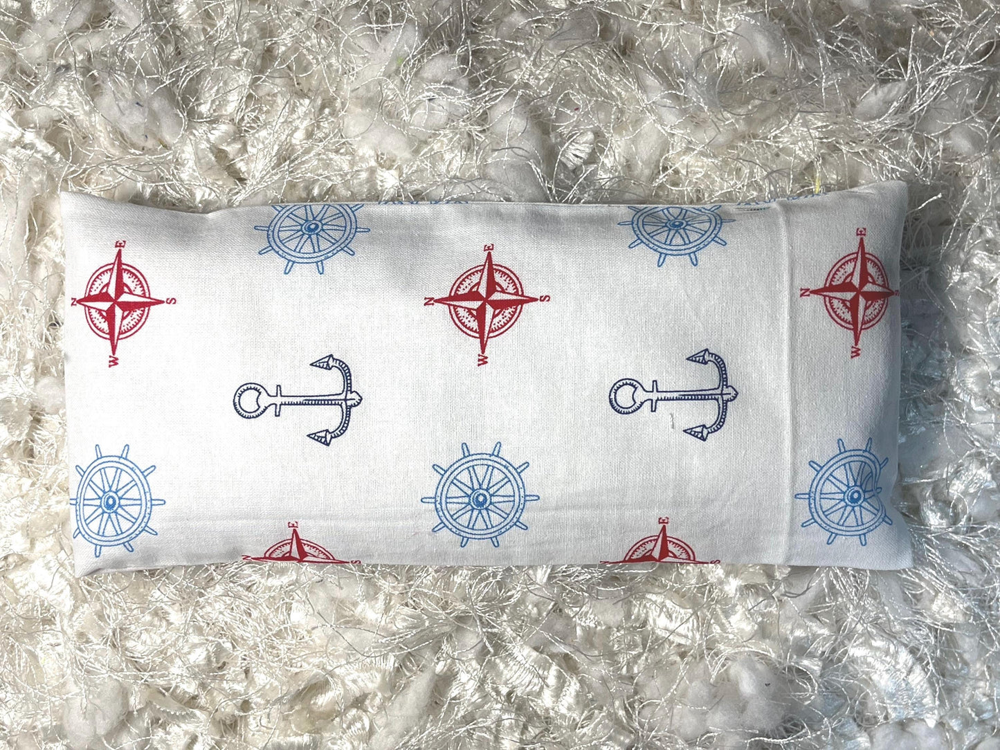 White Anchor sail Eye Pillow with removable cover filled with Lavender/Flaxseed