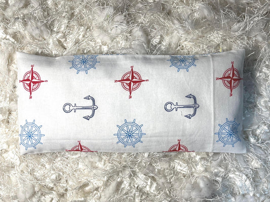 White Anchor sail Eye Pillow with removable cover filled with Lavender/Flaxseed