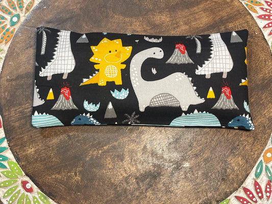 Black Dinosaurs Eye Pillow with removable cover filled with Lavender/Flaxseed