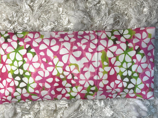 Pink & Green Floral Fabric Eye Pillow with removable cover filled with Lavender/Flaxseed