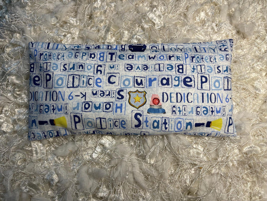 White / Blue Police Eye Pillow with removable cover filled with Lavender/Flaxseed