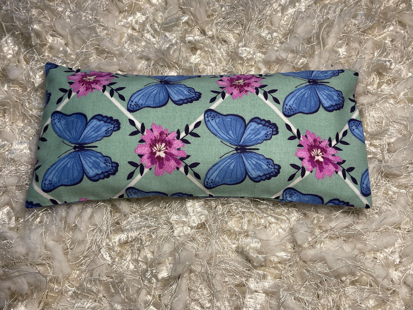 Pink and Blue Butterfly  Eye Pillow with removable cover filled with Lavender/Flaxseed