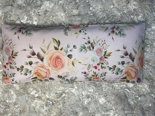 Pink Floral Fabric Eye Pillow with removable cover filled with Lavender/Flaxseed