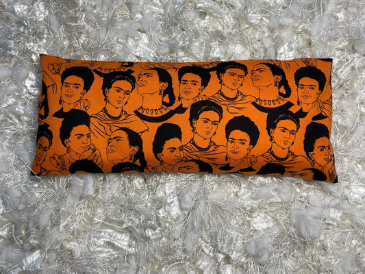 Orange Frida Kahlo Eye Pillow with removable cover filled with Lavender/Flaxseed