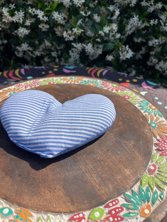 Denim stripe Heart  Eye Pillow  filled with Lavender/Flaxseed
