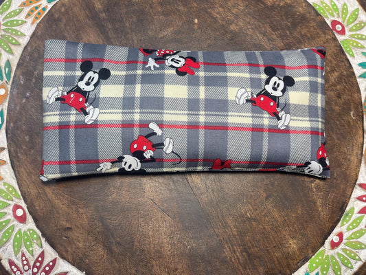 Plaid Disney Mickey & Minnie Mouse  Eye Pillow with removable cover filled with Lavender/Flaxseed