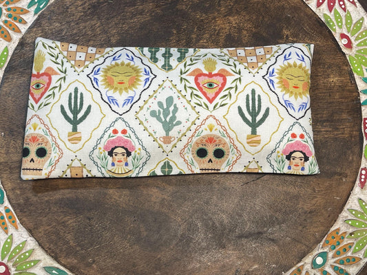 Diamond patch Frida Kahlo Eye Pillow with removable cover filled with Lavender/Flaxseed