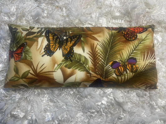 Tan Butterfly  Eye Pillow with removable cover filled with Lavender/Flaxseed