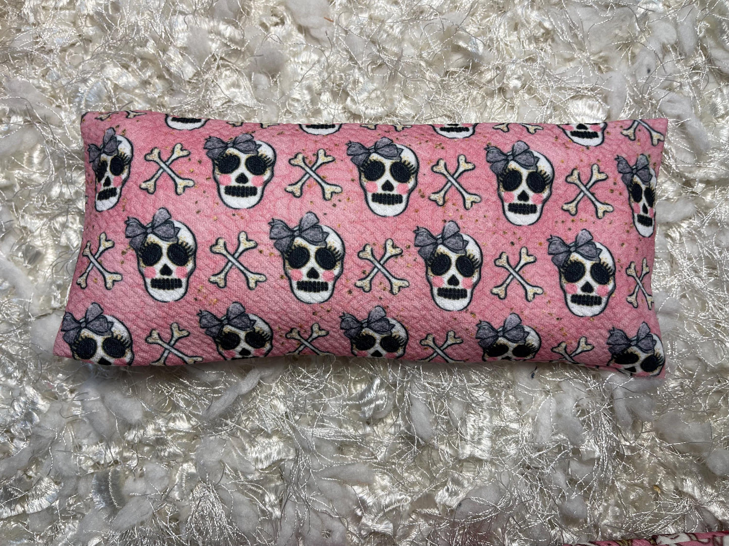 Pink Skull Eye Pillow with removable cover filled with Lavender/Flaxseed