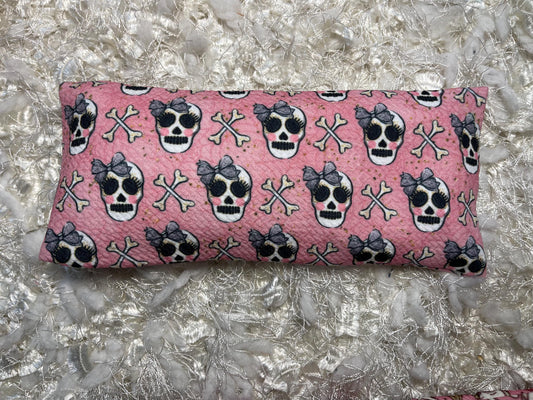 Pink Skull Eye Pillow with removable cover filled with Lavender/Flaxseed