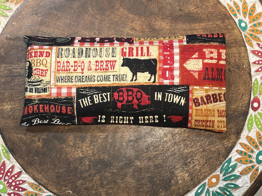 Grill Master print eye pillow with removable cover filled with Lavender/Flaxseed