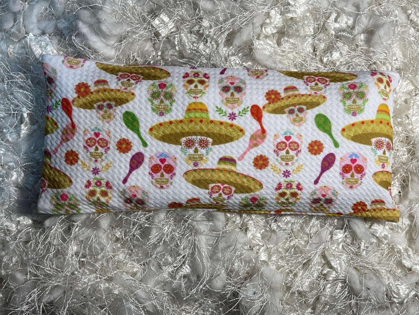 Mexican Fiesta Fabric Eye Pillow with removable cover filled with Lavender/Flaxseed