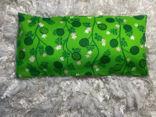 Green Christmas Fabric Eye Pillow with removable cover filled with Lavender/Flaxseed