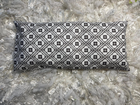 Black & Grey Floral Fabric Eye Pillow with removable cover filled with Lavender/Flaxseed