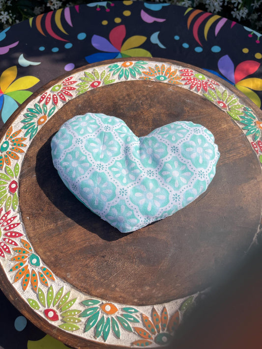 Talavera Mexican Lace Fabric  Heart  Eye Pillow  filled with Lavender/Flaxseed- cover is removable