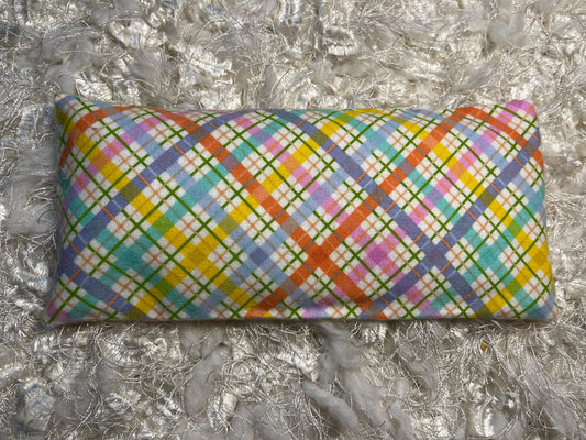 Plaid Flannel Fabric Eye Pillow with removable cover filled with Lavender/Flaxseed