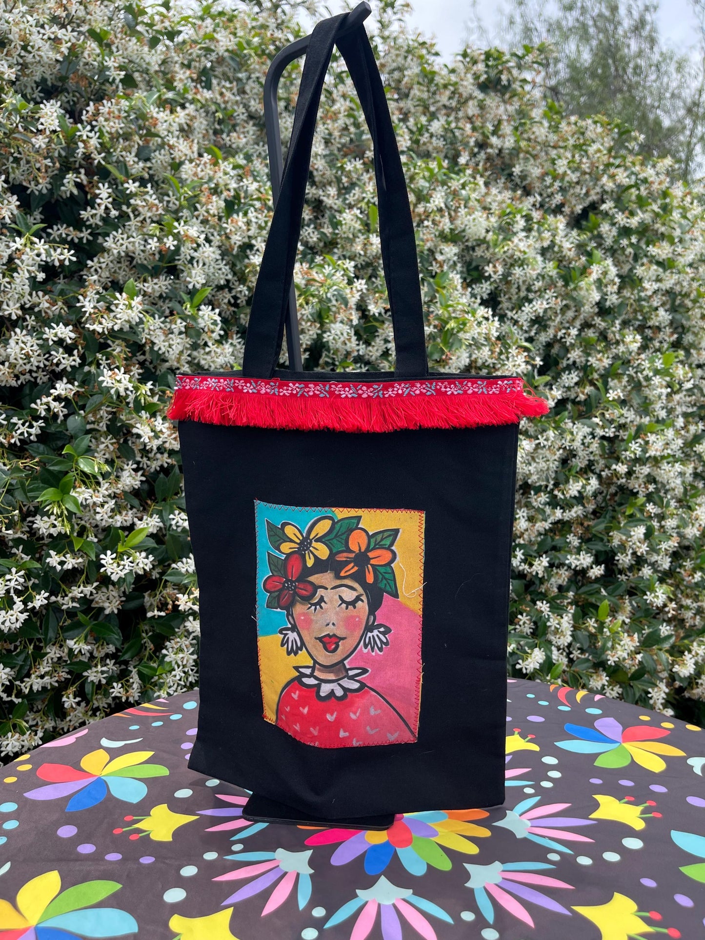 Mexican tote bag- Black Canvas