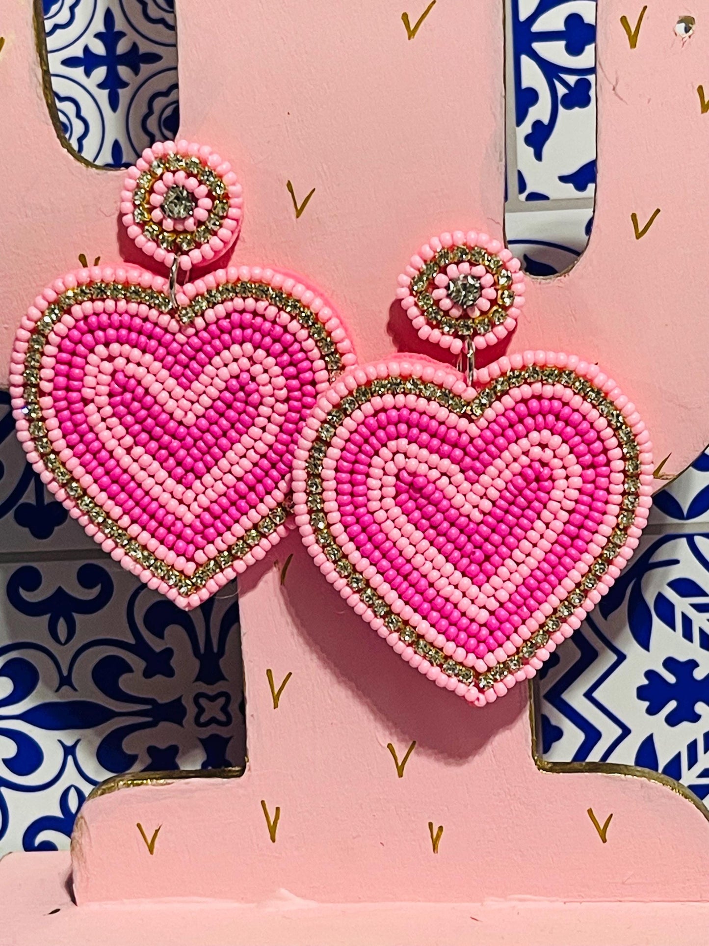 Beaded Heart Earrings