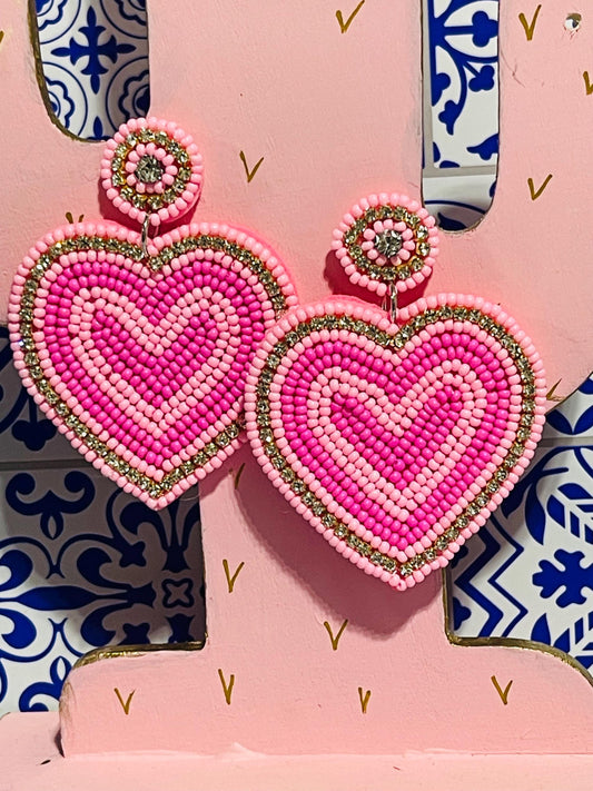 Beaded Heart Earrings