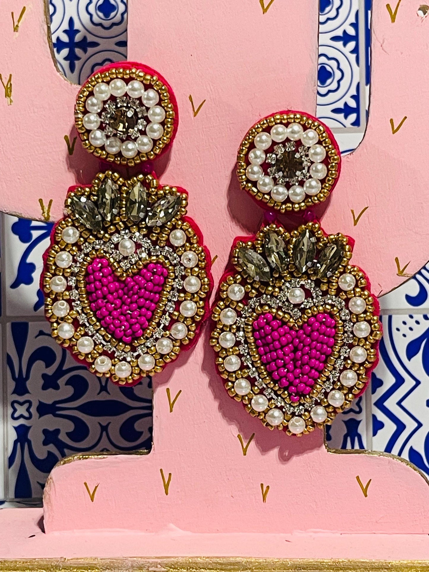 Beaded Heart Earrings