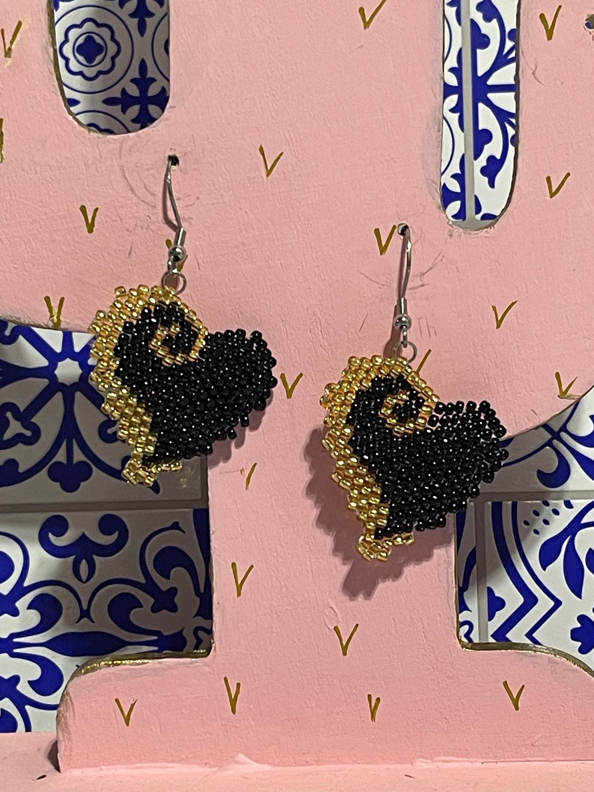 Beaded Heart Earrings