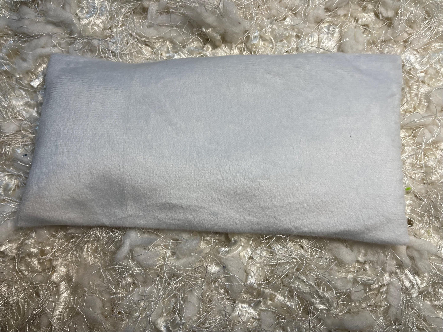 Grey Fuzzy Eye Pillow with removable cover filled with Lavender/Flaxseed