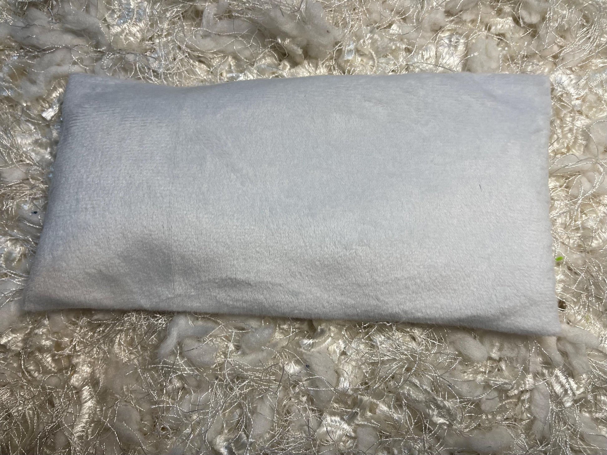 Grey Fuzzy Eye Pillow with removable cover filled with Lavender/Flaxseed