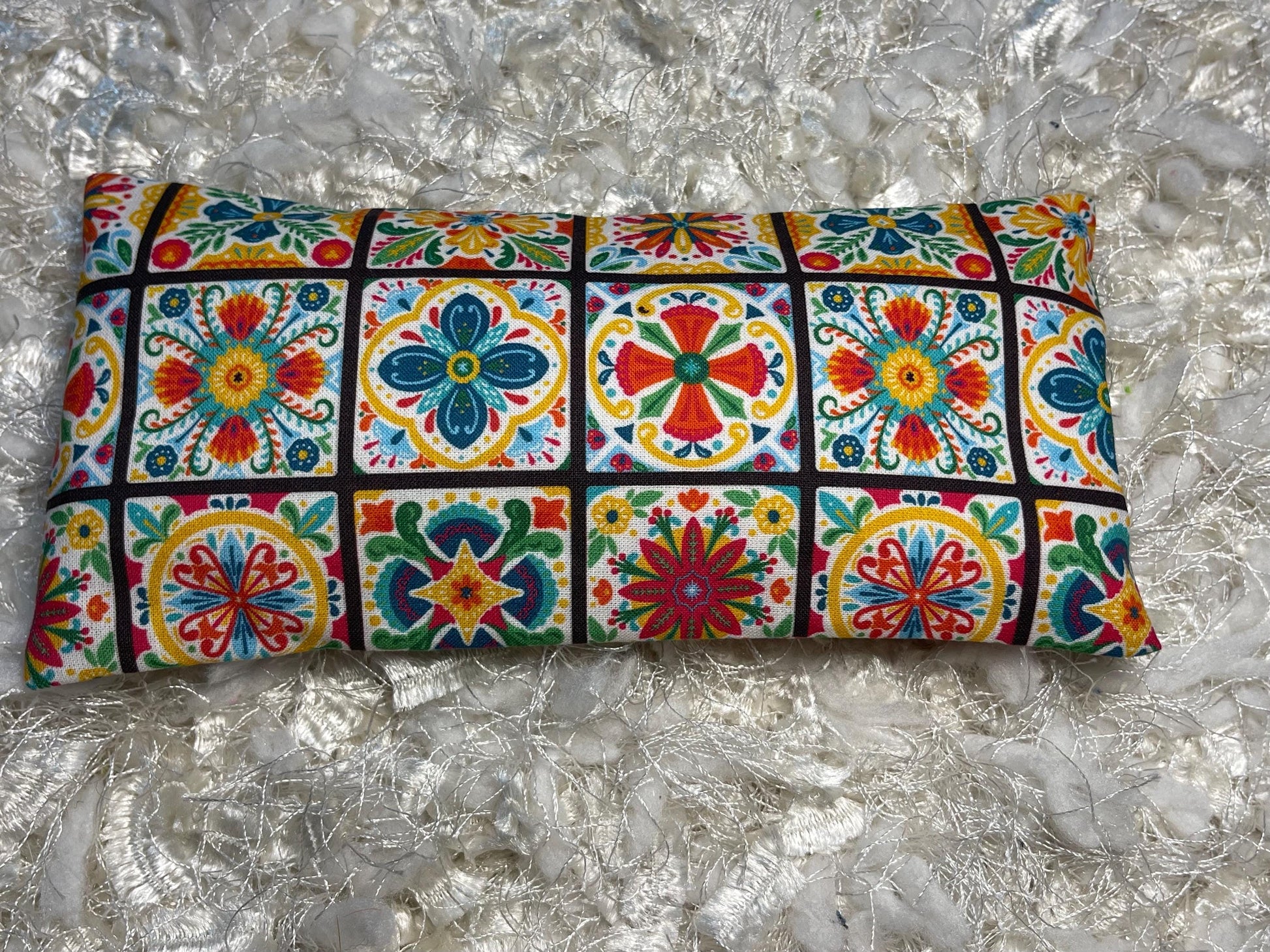 Mexican Talavera Tile Eye Pillow with removable cover filled with Lavender/Flaxseed