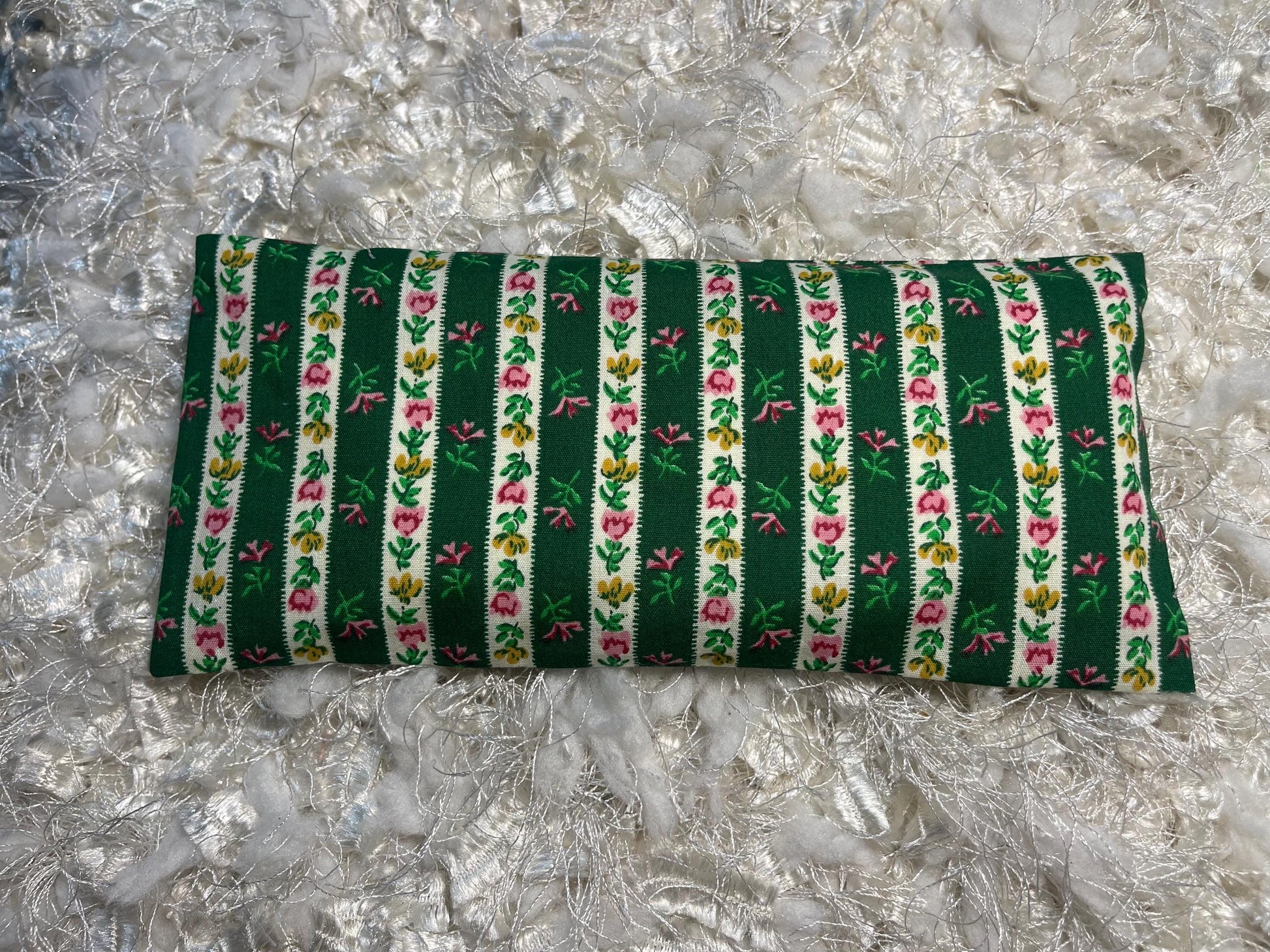 Green floral wallpaper pattern Eye Pillow with removable cover filled with Lavender/Flaxseed