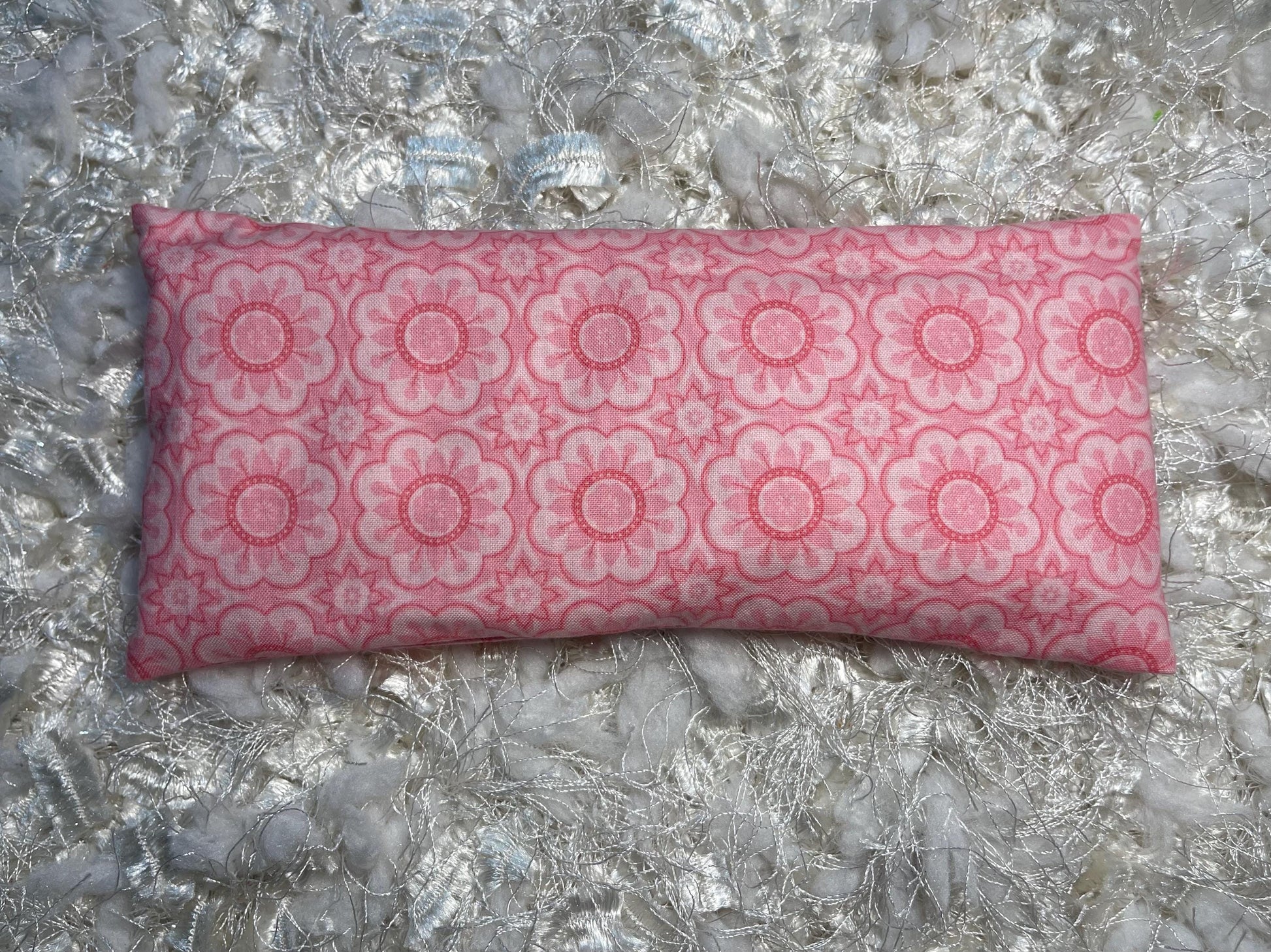 Pink flowers Eye Pillow with removable cover filled with Lavender/Flaxseed