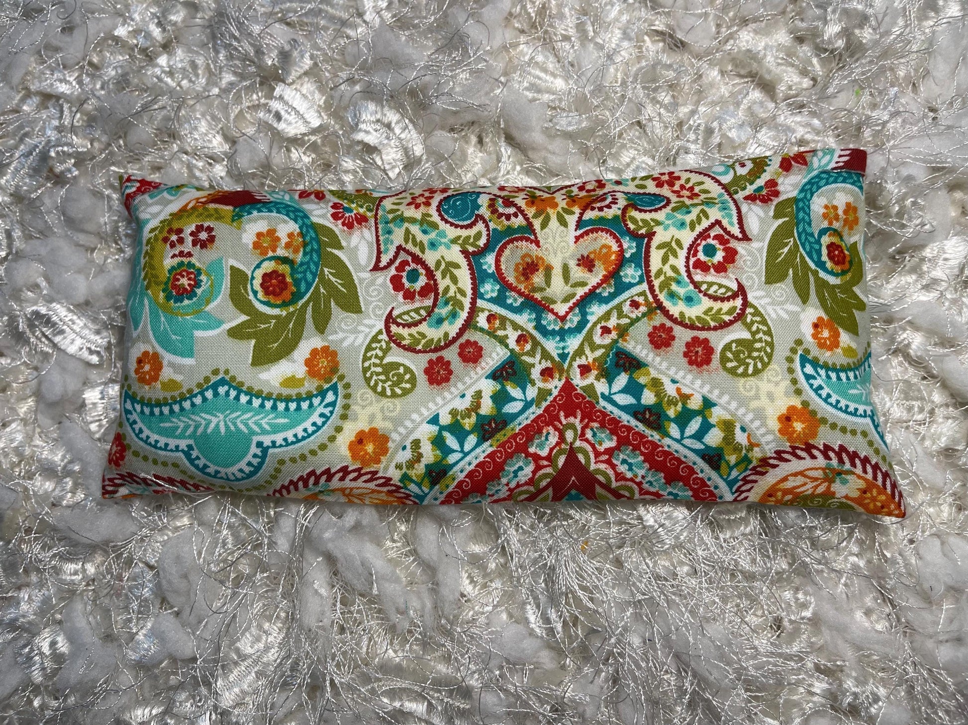 Multi color tropical floral Eye Pillow with removable cover filled with Lavender/Flaxseed