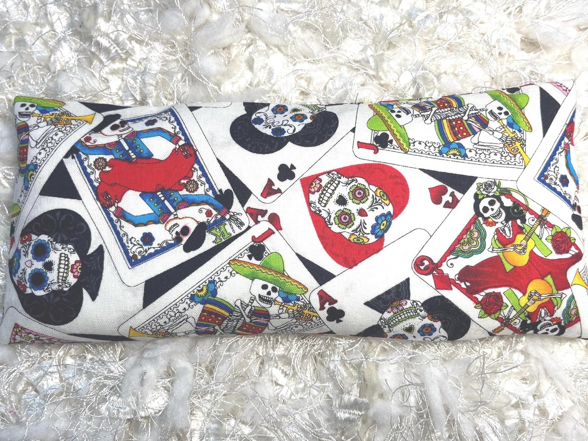 Dia de los muertos Fabric Eye Pillow with removable cover filled with Lavender/Flaxseed